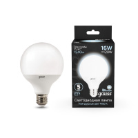 Лампа светодиодная LED 16 Вт 1540 лм 4100К AC150-265В E27 шар G95 нейтральный Black GAUSS 105102216
