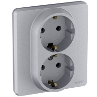 Розетка 2 x 2К+З немецкий стандарт 16 А 250 В~ INSPIRIA алюминий Legrand 673752