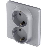 Розетка 2 x 2К+З немецкий стандарт 16 А 250 В~ INSPIRIA алюминий Legrand 673752
