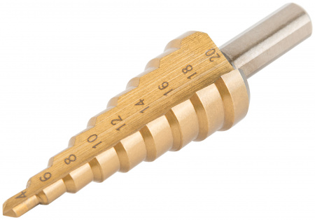 Сверло ступенчатое HSS по металлу, 9 ступеней, 4-20 мм КУРС 36402