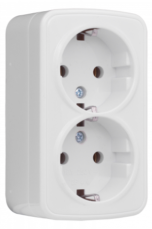 EGR16-128-10 Розетка Минск 2-местная ОП 16А с заземлением белая EKF 