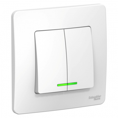 BLANCA скрытой установки двухклавишный выключатель (cх.5) с подсветкой, 6а, 250в, белый Systeme Electric BLNVS006511