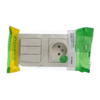 Блок: розетка + выключатель трехклавишный бежевый Systeme Electric GSL000276