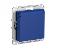 ATLASDESIGN РОЗЕТКА с заземл. со шторк. с крышкой, 16А, IP20, механизм, АКВАМАРИН Systeme Electric ATN001146