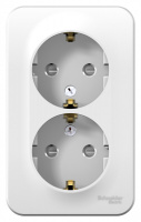 BLANCA  розетка наружная  двойная с заземлением со шторками, 16А, 250В, белый Systeme Electric BLNRA011201