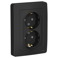 BLANCA скрытой установки розетка двойная с заземлением со шторками, 16А, 250В, антрацит Systeme Electric BLNRS001126