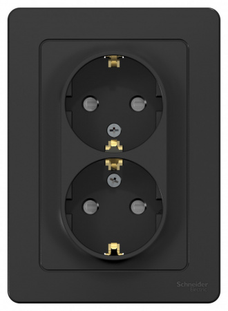 BLANCA скрытой установки розетка двойная с заземлением со шторками, 16А, 250В, антрацит Systeme Electric BLNRS001126