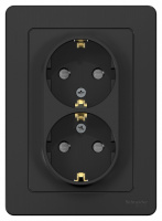 BLANCA скрытой установки розетка двойная с заземлением со шторками, 16А, 250В, антрацит Systeme Electric BLNRS001126