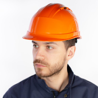 Каска защитная QUARTZ UP IV оранжевого цвета с храповым механизмом с вентиляцией Delta Plus QUARUP4OR