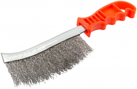 38410 Кордщетка с изогнутой пластиковой ручкой стальная тип А FIT 