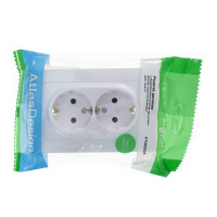 Розетка ATLASDESIGN двойная с заземлением 16А в сборе жемчуг Systeme Electric ATN000424