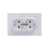 Розетка ATLASDESIGN двойная с заземлением 16А в сборе жемчуг Systeme Electric ATN000424