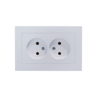 Розетка ATLASDESIGN двойная без заземления 16А в сборе жемчуг Systeme Electric ATN000420