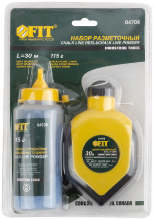Шнур малярный отбойный, ABS пластиковый прорезиненный корпус 30 м + краска разметочная 115 гр FIT 4708 04708