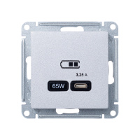 ATLASDESIGN USB РОЗЕТКА тип-C 65W высокоскор.заряд. QC, PD, механизм, АЛЮМИНИЙ Systeme Electric ATN000327