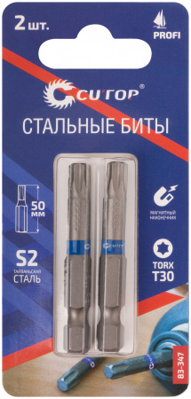 Биты стальные, 2 шт, Profi, TORX T30, 50 мм CUTOP 83-347