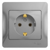 GLOSSA Розетка с заземлением в сборе алюминий Systeme Electric GSL000342
