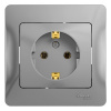 GLOSSA Розетка с заземлением в сборе алюминий Systeme Electric GSL000342
