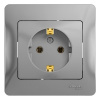 GLOSSA Розетка с заземлением в сборе алюминий Systeme Electric GSL000342