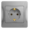 GLOSSA Розетка с заземлением в сборе алюминий Systeme Electric GSL000342
