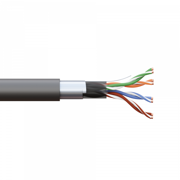 Кабель витая пара TERACOM PRO Cat.5E F/UTP 4 пары solid внешний 24AWG оболочка LDPE цвет черный (упак. 305м) EKF TRP-5EFTP-04PE-BK-OUT3