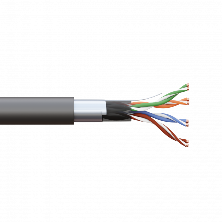 Кабель витая пара TERACOM PRO Cat.5E F/UTP 4 пары solid внешний 24AWG оболочка LDPE цвет черный (упак. 305м) EKF TRP-5EFTP-04PE-BK-OUT3