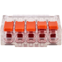 Клемма соединительная  5-контактная (6шт) Elеctrodeel. Диапазон сечений 0.5-6.0 мм2. Номинальный ток/напряжение: 41А/450В. Упаковка: блистер. Electrodeel ED 230-615-b6