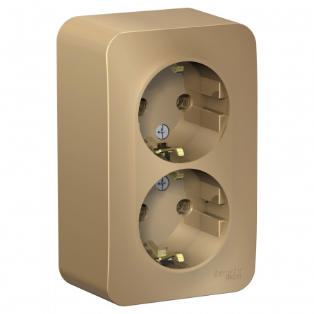 BLANCA розетка наружная двойная с заземлением без шторок с изолирующей пластиной, 16А, 250В, титан Systeme Electric BLNRA010214