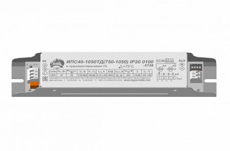 Драйвер светодиодный ИПС40-1050ТД(750-1050) IP20 0100 Аргос-Электрон 6569806
