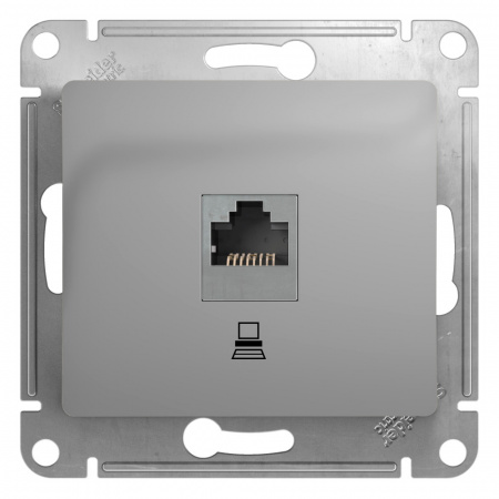 GLOSSA Розетка компьютерная RJ45 категория 5е в рамку алюминий Systeme Electric GSL000381K