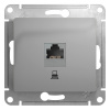 GLOSSA Розетка компьютерная RJ45 категория 5е в рамку алюминий Systeme Electric GSL000381K
