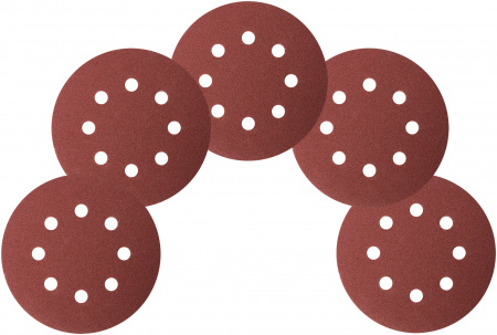 Круги шлифовальные с отверстиями (липучка), алюминий-оксидные, 125 мм, 5 шт Р 100 FIT 39665