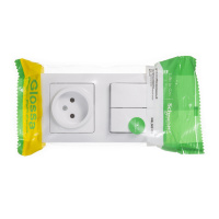 Блок: розетка + выключатель двухклавишный белый Systeme Electric GSL000172