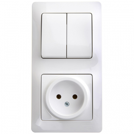 GSL000172 Блок: розетка + выключатель двухклавишный белый Systeme Electric 