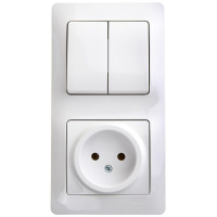 Блок: розетка + выключатель двухклавишный белый Systeme Electric GSL000172