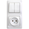 GSL000172 Блок: розетка + выключатель двухклавишный белый Systeme Electric 