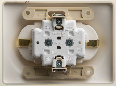 GLOSSA Розетка двойная с заземлением со шторками перламутр в сборе Systeme Electric GSL000626