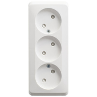 ЭТЮД Розетка тройная открытой установки без заземления со шторками 16А 250B,белый Systeme Electric PA16-010B
