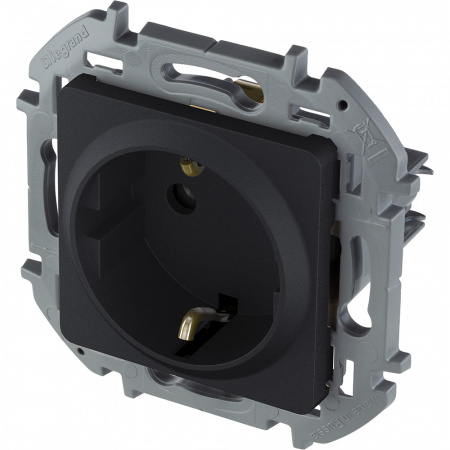 Розетка 2К+З со шторками немецкий стандарт 16 А 250 В~ INSPIRIA антрацит Legrand 673733