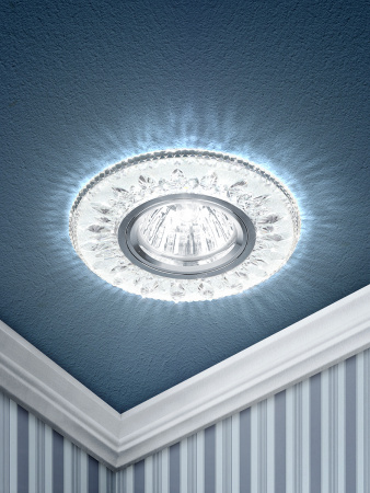 Б0028080 Светильник точечный декоративный cо светодиодной подсветкой MR16, прозрачный DK LD9 SL/WH ЭРА 