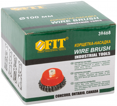 Кордщетка-чашка, гайка М14, стальная витая проволока 100 мм FIT 39468