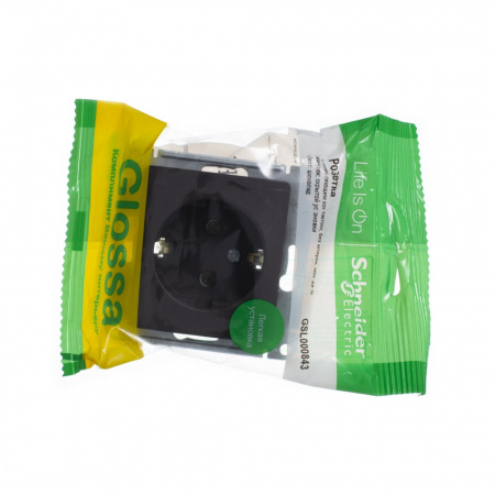 GLOSSA Розетка с заземлением шоколад в рамку Systeme Electric GSL000843