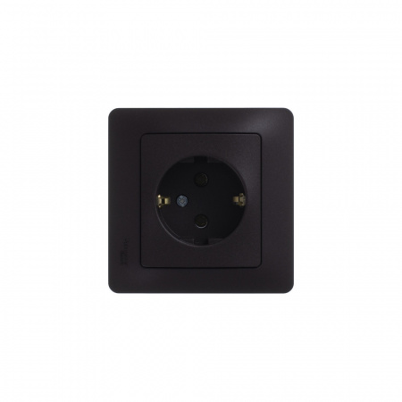 GLOSSA Розетка с заземлением шоколад в рамку Systeme Electric GSL000843