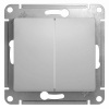 GLOSSA Выключатель двухклавишный в рамку алюминий сх.5 Systeme Electric GSL000351