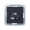 ATLASDESIGN USB РОЗЕТКА A + тип-C 45W высокоскор.заряд. QC, PD, механизм, КАРБОН Systeme Electric ATN001029