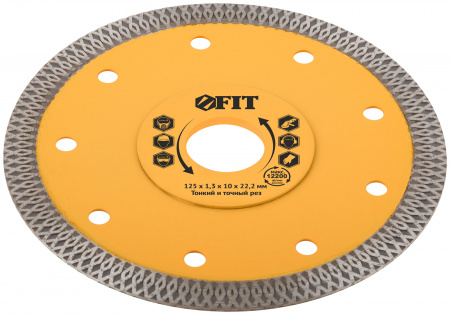 Диск отрезной алмазный универсальный Профи (сухая и влажная резка) 125х1.3х10х22.2 мм FIT 37432
