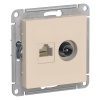 Розетка ATLASDESIGN двойная компьютерная+ТВ RJ45+TV категория 5E механизм бежевый Systeme Electric ATN000289