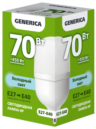 LL-HP-70-230-65-E27-E40-G Лампа светодиодная HP 70Вт 230В 6500К E27-E40 GENERICA IEK 