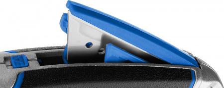 0923_z02 Нож универсальный с автостопом и быстрой заменой лезвий, трап. лезвия А24 ЗУБР 