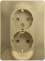 GLOSSA Розетка двойная с заземлением со шторками в сборе титан Systeme Electric GSL000426